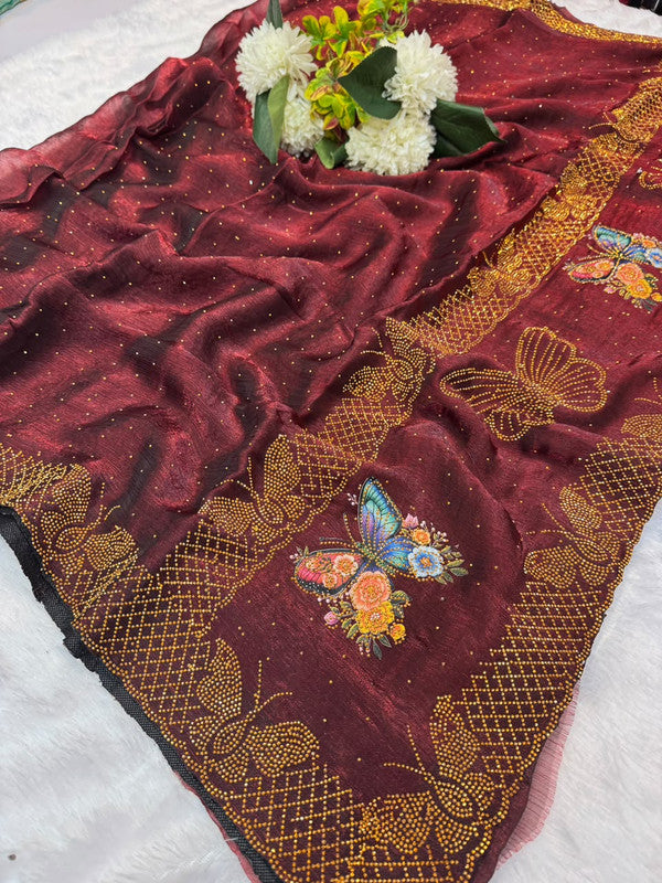 Jalpari Box Space Silk Saree with stone work