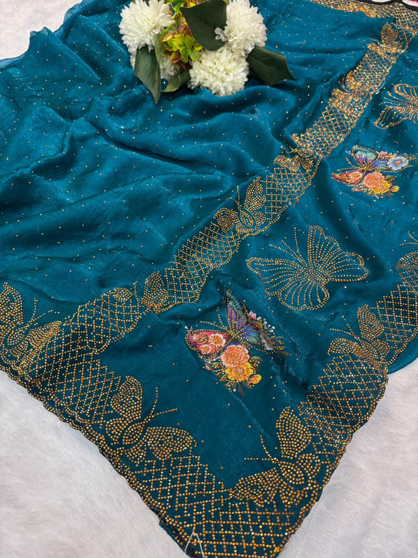 Jalpari Box Space Silk Saree with stone work