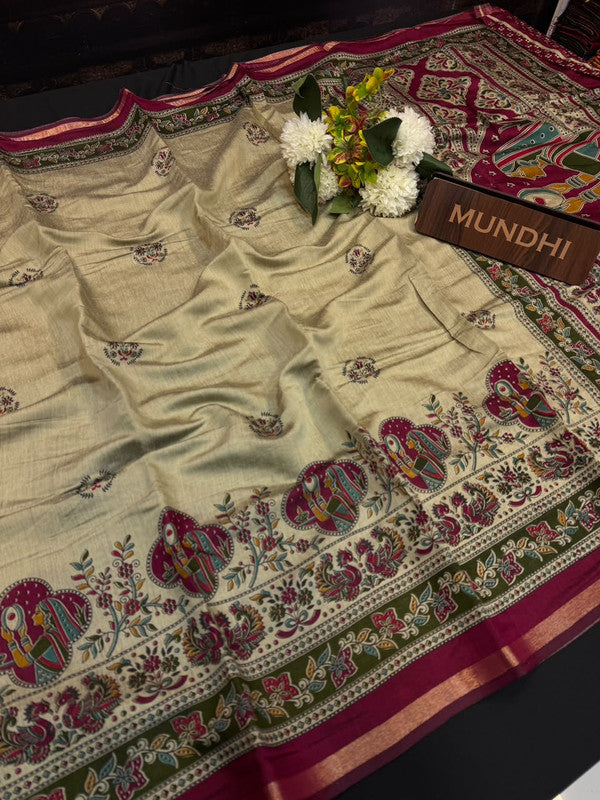 Maheshwari Silk Fancy Saree |  Zari Work Design | ME03