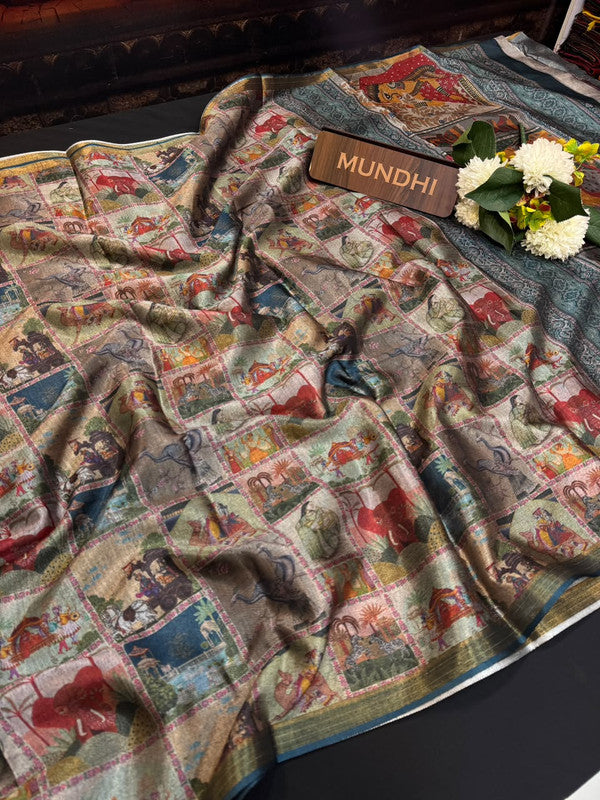 Indian Canvas Saree in Fancy Type fabric for wedding wear