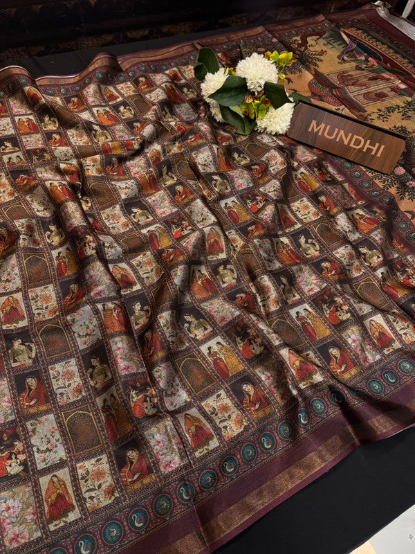 Indian Canvas Saree in Fancy Type fabric for wedding wear