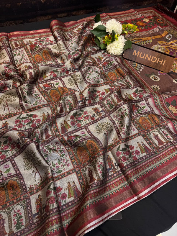 Indian Canvas Saree in Fancy Type fabric for wedding wear