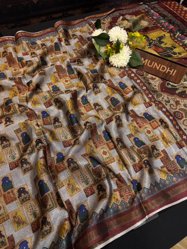 Indian Canvas Saree in Fancy Type fabric for wedding wear