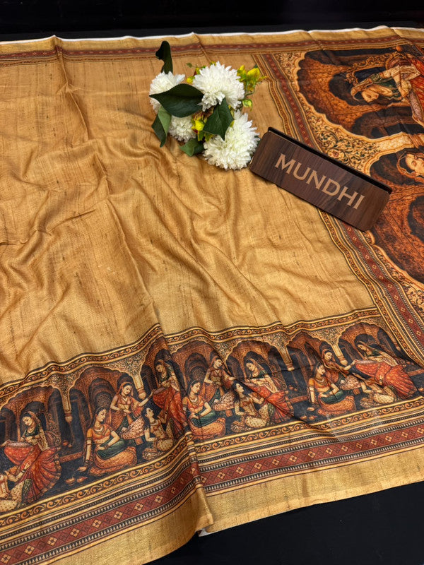 Katha Fancy Silk Saree with elegant zari work and contrast blouse