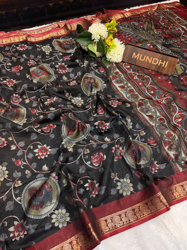 Narayani Pattu Fancy Saree with traditional zari work and contrast blouse