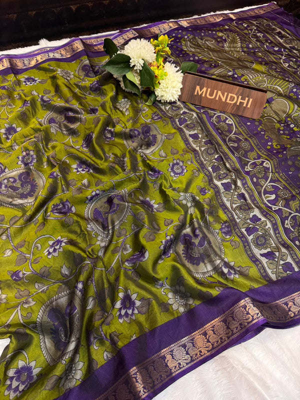 Narayani Pattu Fancy Saree with traditional zari work and contrast blouse