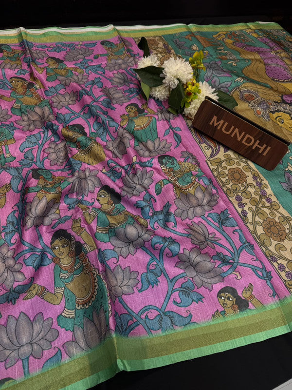 Siddhanth Motifs Kalmkari Silk Saree with Zari Work| MF02