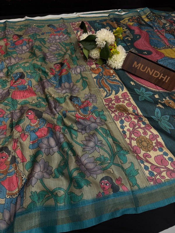 Siddhanth Motifs Kalmkari Silk Saree with Zari Work| MF06