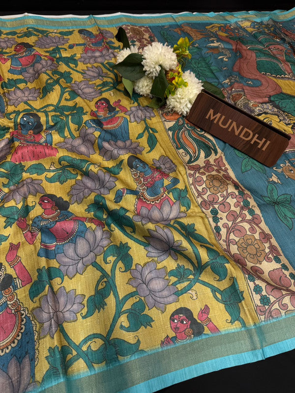 Siddhanth Motifs Kalmkari Silk Saree with Zari Work| MF08