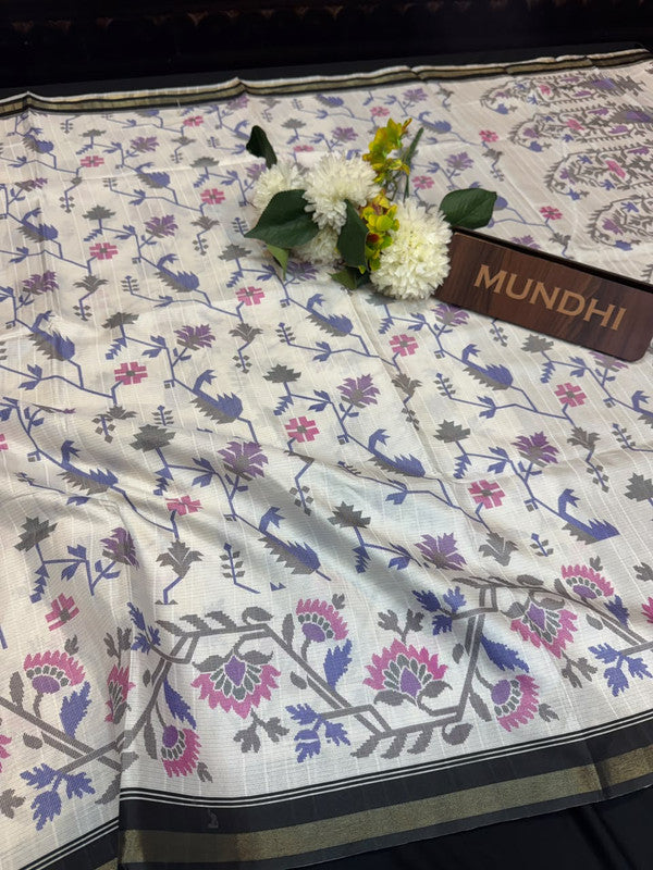 Madhubani Fancy Silk Saree with Elegant Zari Work|  MDB07