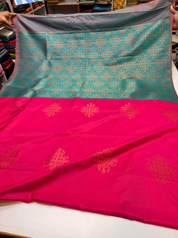 Premium Kolam Soft Silk Saree with traditional zari work