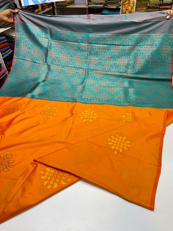 Premium Kolam Soft Silk Saree with traditional zari work