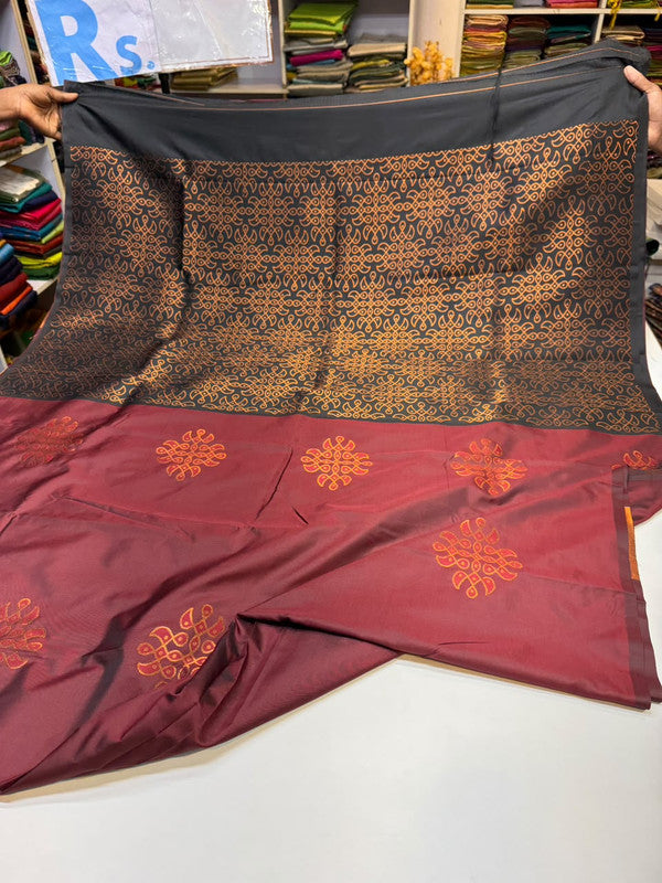 Premium Kolam Soft Silk Saree with traditional zari work