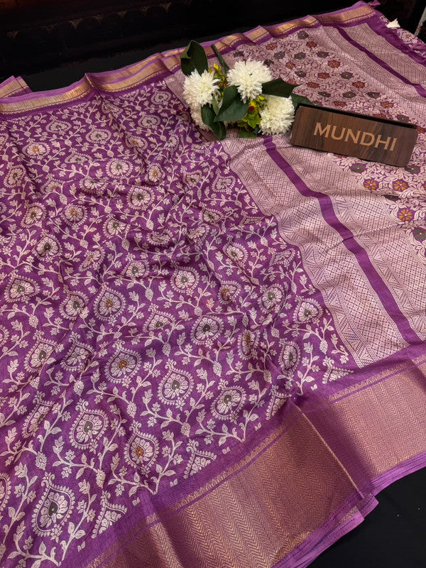 Kesar Fancy Silk Saree with elegant zari work and contrast blouse