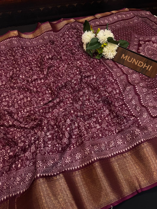 Kesar Fancy Silk Saree with elegant zari work and contrast blouse