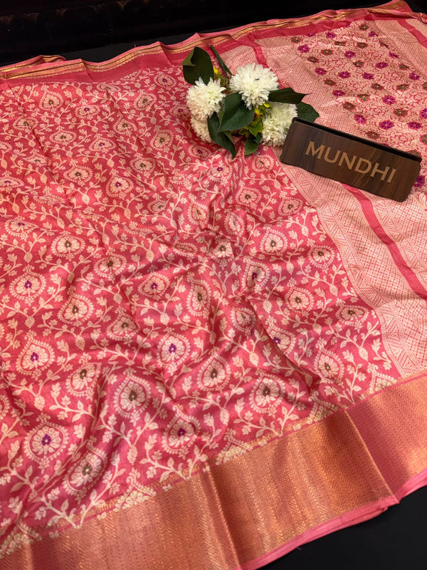Kesar Fancy Silk Saree with elegant zari work and contrast blouse