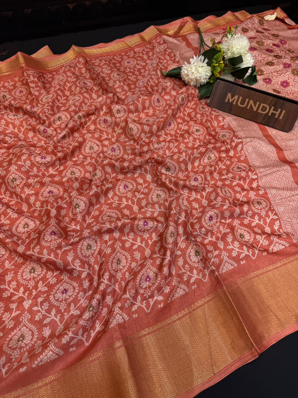 Kesar Fancy Silk Saree with elegant zari work and contrast blouse