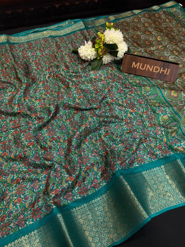 Kesar Fancy Silk Saree with elegant zari work and contrast blouse