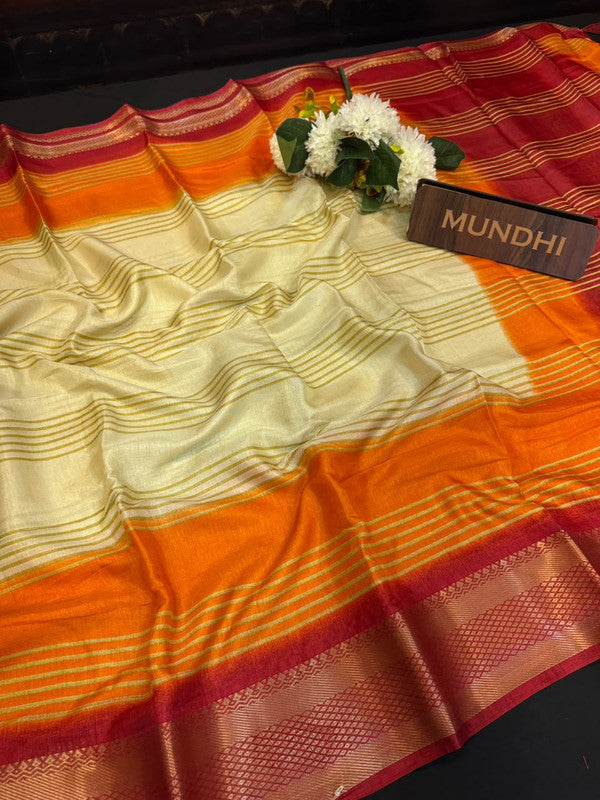 Kesar Fancy Silk Saree with elegant zari work and contrast blouse