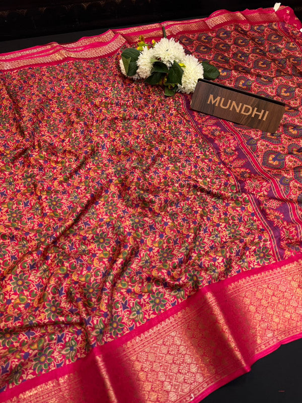 Kesar Fancy Silk Saree with elegant zari work and contrast blouse