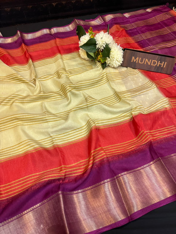 Kesar Fancy Silk Saree with elegant zari work and contrast blouse