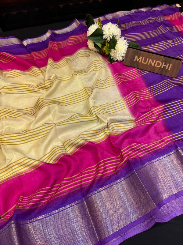 Kesar Fancy Silk Saree with elegant zari work and contrast blouse