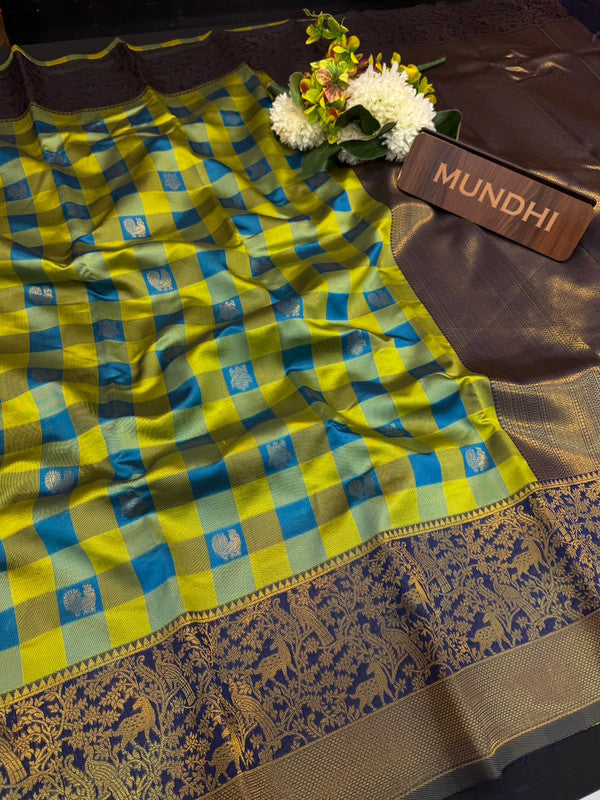 Checked Pavishna Saree in soft silk type fabric with elegant zari work