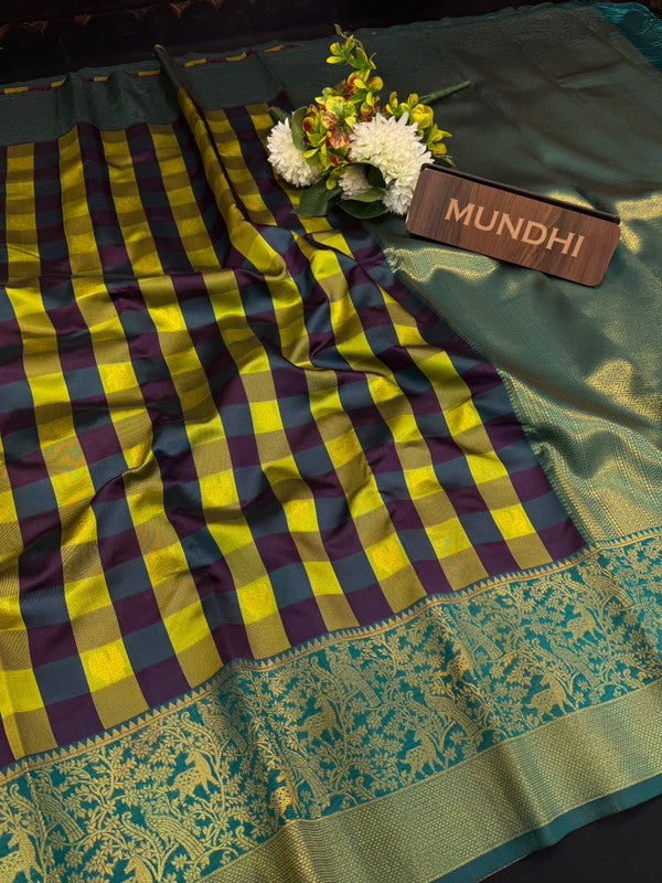 Checked Pavishna Saree in soft silk type fabric with elegant zari work
