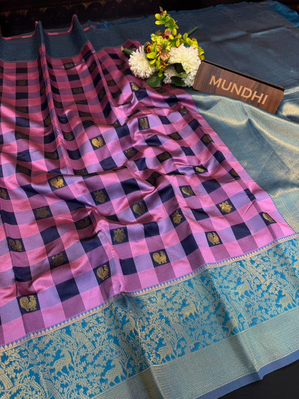 Checked Pavishna Saree in soft silk type fabric with elegant zari work