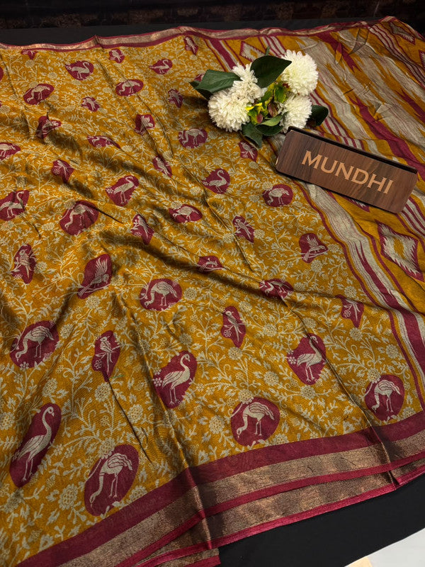 Lemon Cotton Saree with Zari Border for Women in India