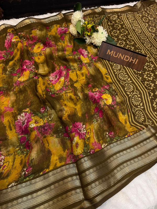 Dubai Style Fancy Silk Saree with Elegant Zari Work