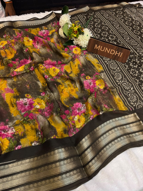 Dubai Style Fancy Silk Saree with Elegant Zari Work