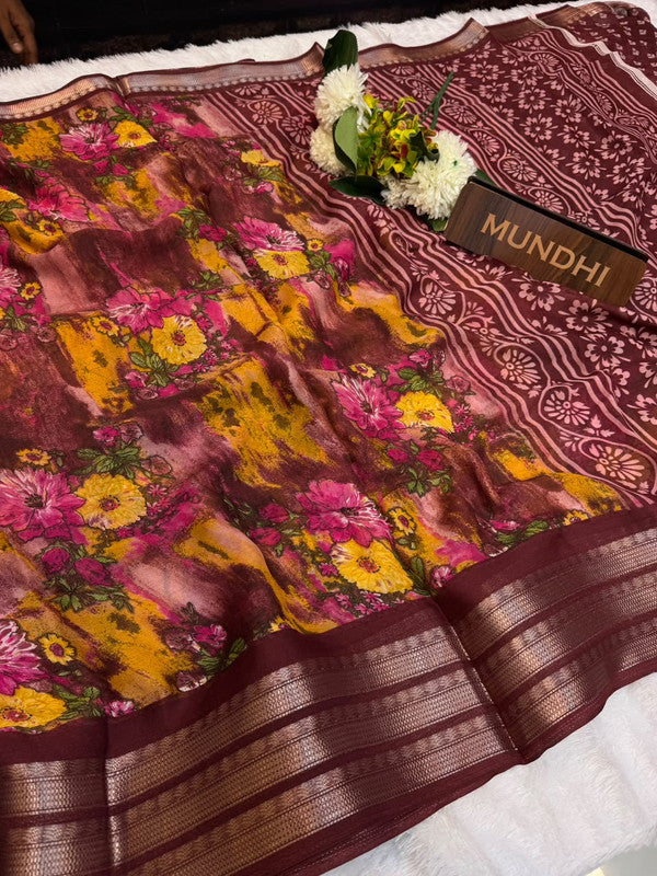Dubai Style Fancy Silk Saree with Elegant Zari Work