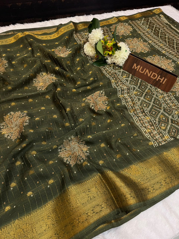 Chinon Chex  Fancy Silk Saree with Elegant Zari Work