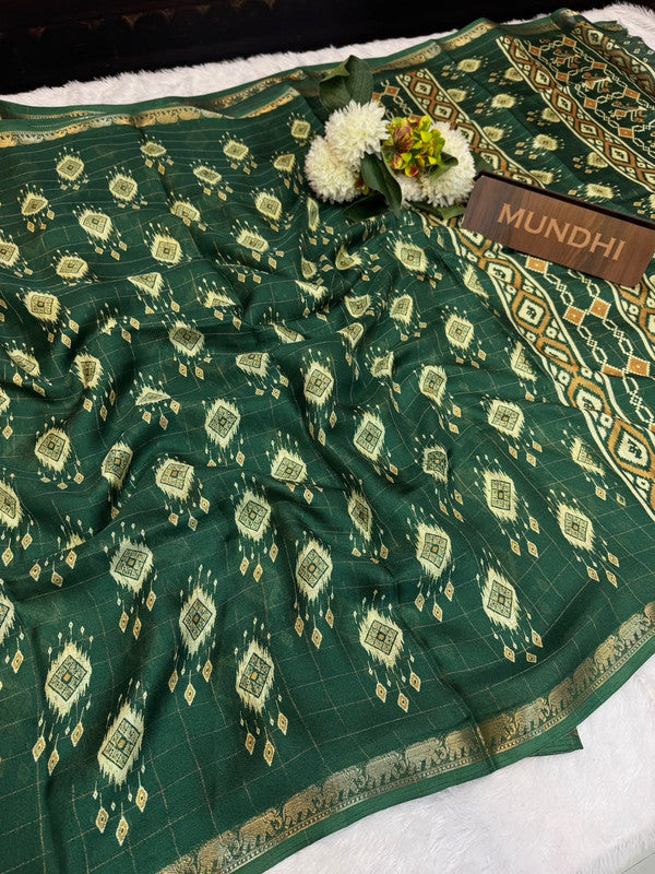 Hathi Fancy Silk Saree with elegant zari work and contrast blouse