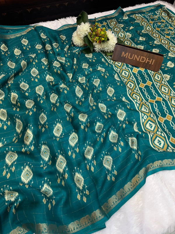 Hathi Fancy Silk Saree with elegant zari work and contrast blouse