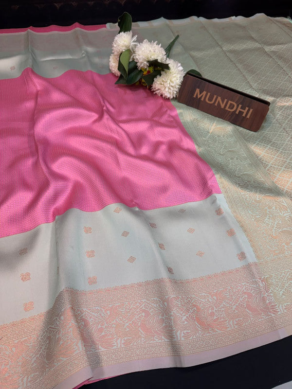 Centre Checked Pavishna Saree in soft silk type fabric with elegant zari work