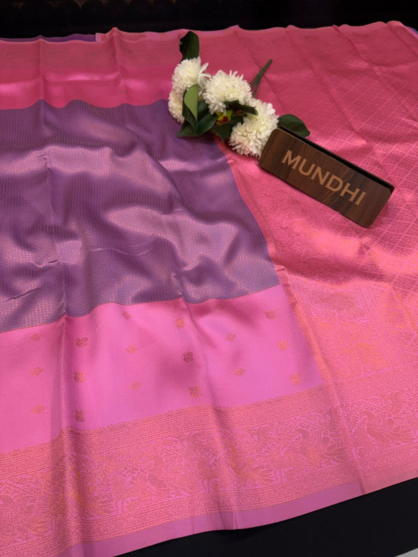 Centre Checked Pavishna Saree in soft silk type fabric with elegant zari work
