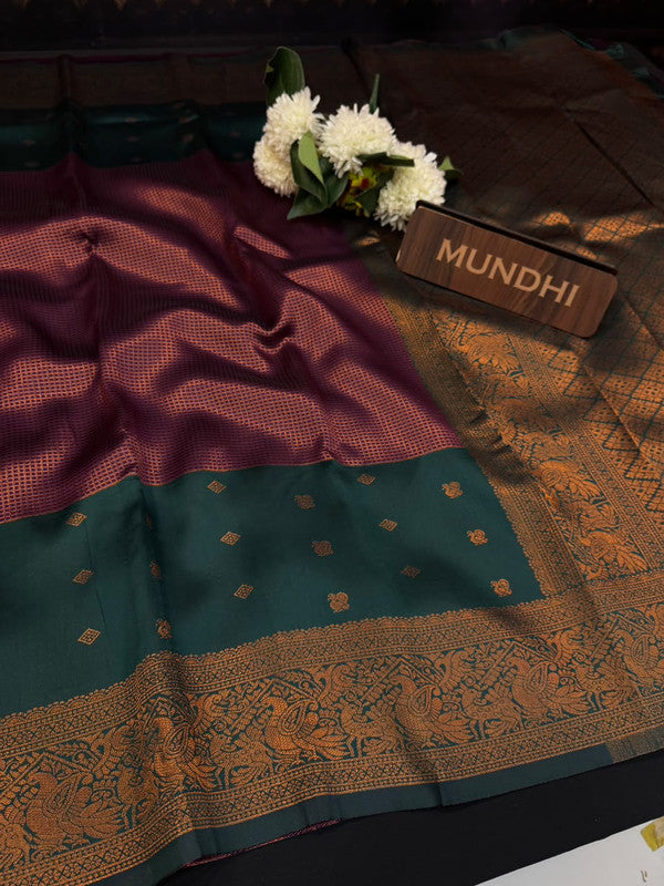 Centre Checked Pavishna Saree in soft silk type fabric with elegant zari work