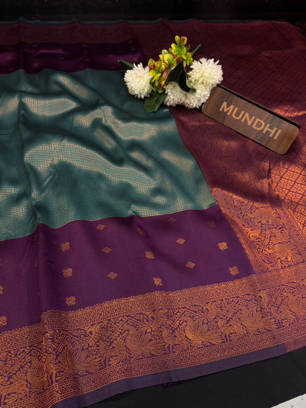 Centre Checked Pavishna Saree in soft silk type fabric with elegant zari work