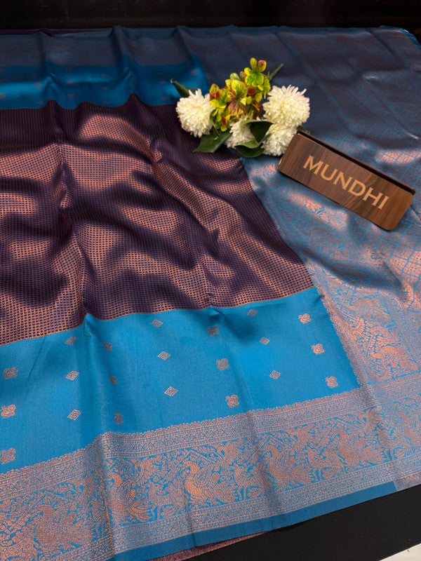 Centre Checked Pavishna Saree in soft silk type fabric with elegant zari work