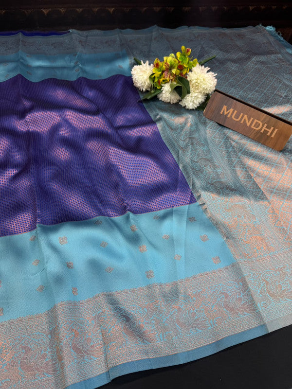 Centre Checked Pavishna Saree in soft silk type fabric with elegant zari work
