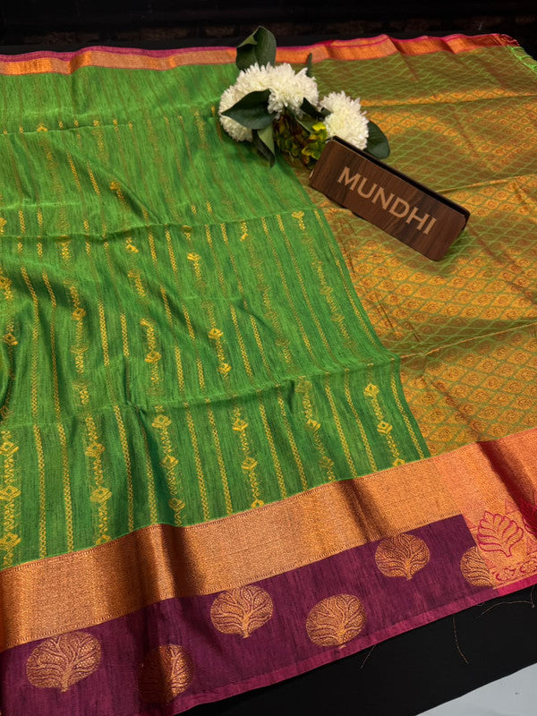 Slub Silk Saree with Zari Work for Weddings
