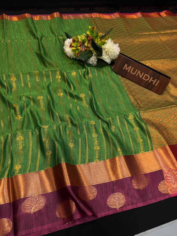Slub Silk Saree with Zari Work for Weddings