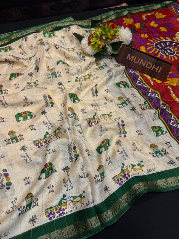 Divya Pattu Fancy Saree with fancy zari work for women