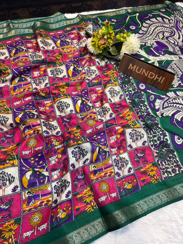 Jungle Beauty Fancy Saree in fancy silk-type fabric with zari work