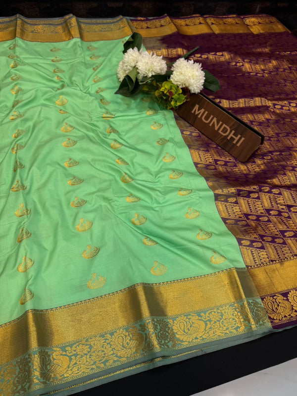 Offer Mild Damage Semi Silk Saree with traditional zari work
