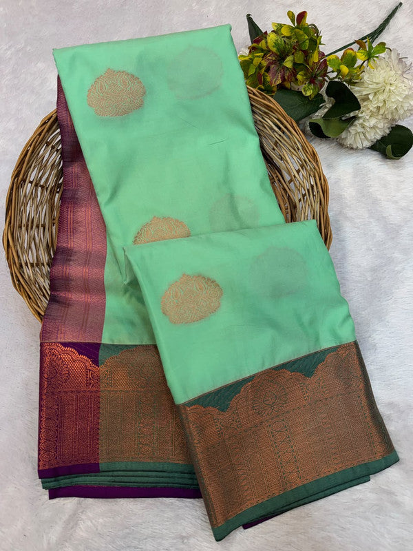 Offer Mild Damage Semi Silk Saree with traditional zari work