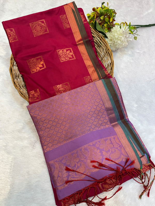 Offer Soft Silk Saree with elegant zari work for women