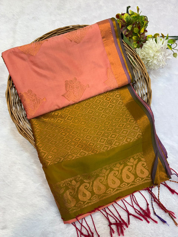 Offer Soft Silk Saree with elegant zari work for women
